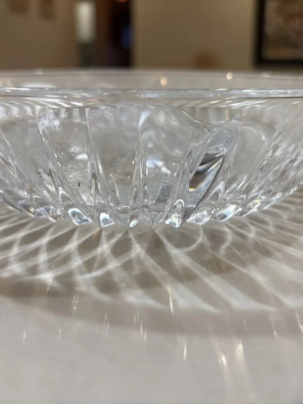 Vintage Crystal Glass Ribbed Divided Relish/Pickle/Candy Dish